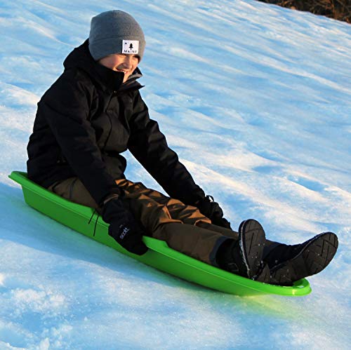 Flexible Flyer Lightning Snow Sleds for Kids & Adults. Plastic Toboggan Sand Slider 48” 3-Pack, blue/green/orange (648-3PK)