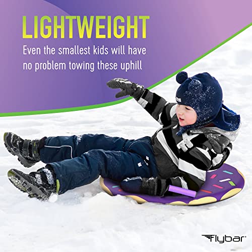 Flybar Snow Sled for Kids - Foam Saucer Disc Sled, Ages 6+, Easy Grip Handles, Durable with Slick Bottom & PE Core Build, Lightweight Sleds for Kids, Snow Toys for Kids Outdoor, Up to 110 lbs, 26"