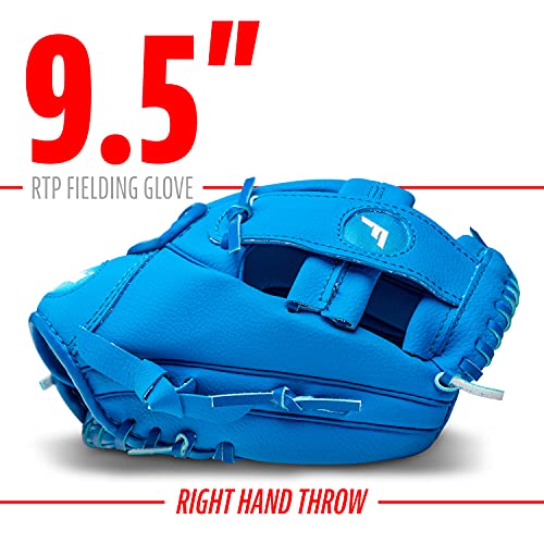 Franklin Sports Kids Baseball Gloves - RTP Youth Teeball Glove + Ball Set - Boys + Girls Mitt Set - Kids + Toddler - Right Hand Throw - 9.5" - Blue
