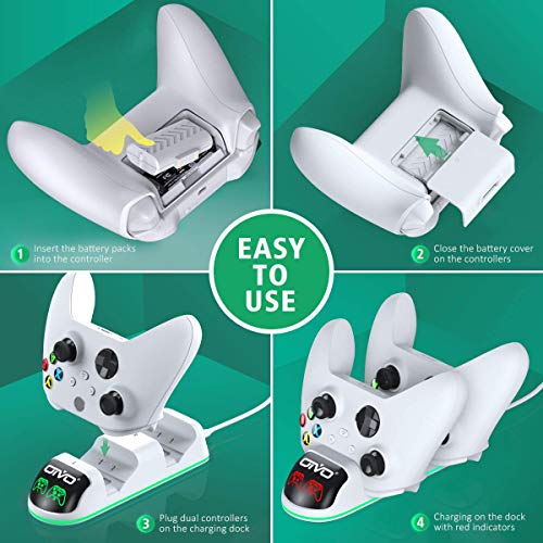 OIVO Controller Charger Compatible with Xbox Series X|S/Xbox One, Controller Charging Station with 2 x 1300mAh Rechargeable Battery Kit, Dual Charging Dock for Xbox One/One Elite/Series X|S