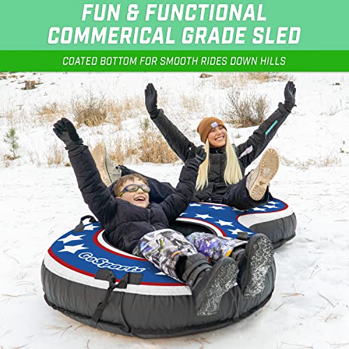 GoSports Heavy Duty 2 Person Winter Snow Tube with Premium Canvas Cover - America, Blue, Red or Retro