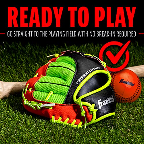 Franklin Sports Kids Baseball Glove - NeoGrip Boys + Girls Youth Tball Glove - Toddler Teeball + Baseball Mitt - Right Hand Throw - Red - 9.0"